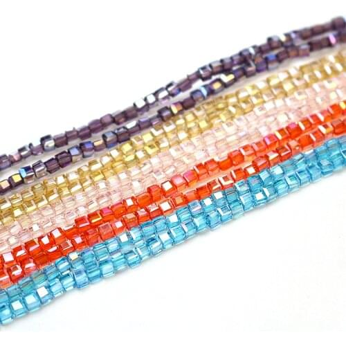 2mm square crystal glass loose beads diy accessories making pendant bracelet female clavicle chain earring material