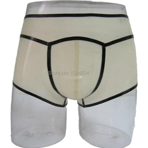 2017 New design men Transparent Handmade spliced Latex Fetish Exotic male Underwear cekc zentai Briefs Shorts