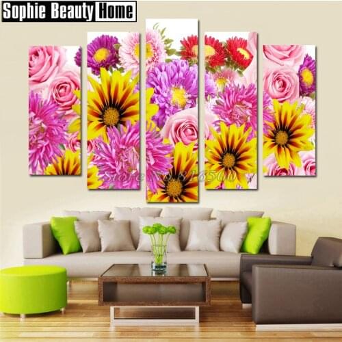 New Sale 5D Diamond Cross Stitch Colorful Flowers Diy Full Diamond Painting Diamond Embroidery Needlework Mosaic Gift 204021
