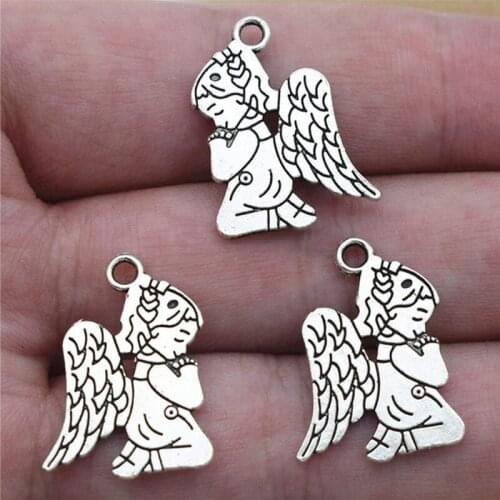 8pcs Silver Color Christian Praying Angel Girl Charms DIY Metal Bracelet Necklace Jewelry Findings Handmade Making Supplies