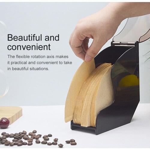 Large Coffee Filter Paper Holder with Acrylic Cover Coffee Filters Dispenser Rack Shelf Storage Barista Coffee Paper Storage Box