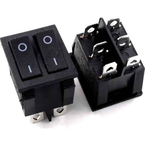 10Pcs KCD4 25x31mm Big Rocker Switch Two-Way Switch 6 Pin 2 Position 15A 250V 20A 125VAC AC ON-OFF Black