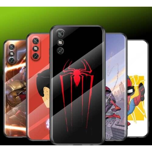 Tempered Glass Cover Marvel Iron Spider Cartoon For Huawei Y6 Y7 Y9 Y5P Y6P Y8S Y8P Y9A P Smart Z 2019 2020 2021 Phone Case