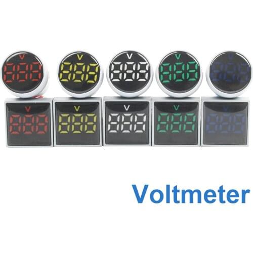 AC20-500 LED Voltmeter voltage meter indicator pilot light Red Yellow Green Blue White digital ammeter Square or column