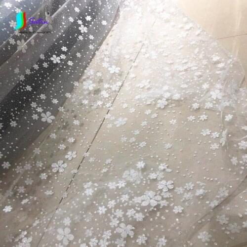 Dessert Table Layout Dress Wedding Dress Snowflake Size Flower glitter Transparent Mesh Fabric A0534L