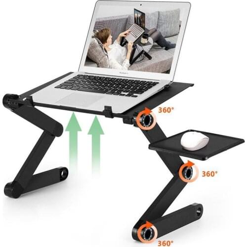 Two Fan Laptop Desks Portable Adjustable Foldable Laptop Notebook Lap PC Folding Desk Table Vented Stand Bed Tray