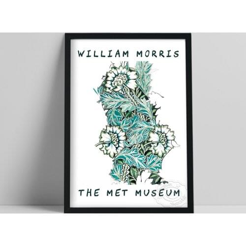 Britain William Morris Painting, The Met Museum Exhibition Poster, Plant Pattern Canvas Prints, Classical Flora Wall Art Gift
