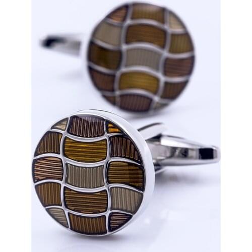 KFLK jewelry for mens brand of high quality shirts cufflinks round brown cufflinks fashion wedding gift button guests