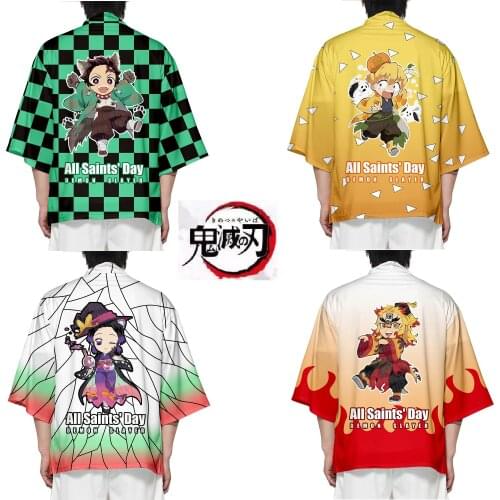 Women/Men Summer Casual Cool Streetwear Demon Slayer Kimetsu no Yaiba 3D Printing Japanese Anime Kimono Haori Yukata Cosplay