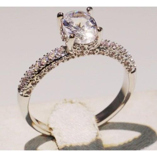 Size 5-11 Classical Fashion Jewelry 925 Silver Fill Oval Cut AAA Cubic Zirconia Pave Women Wedding Band Crown Ring For Lovers