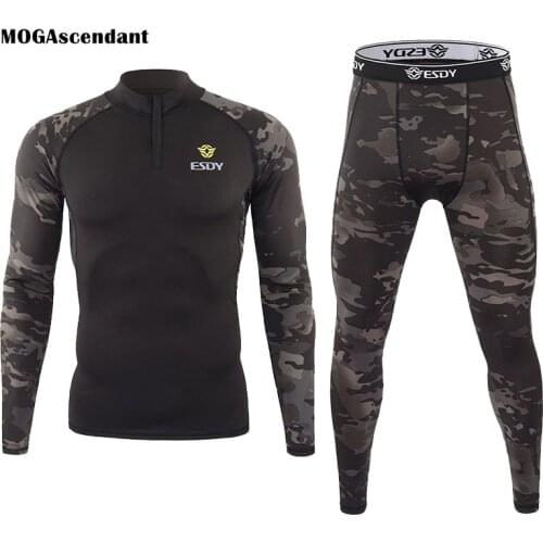 New Mens Winter Camouflage Thermal Underwear Sets Outdoor Quick Drying Tactical Long Johns Compression Fitness Underwear