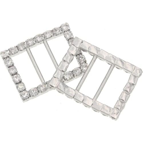 27x21mm Rhinestone Brass Buckles For Webbing Clip Ribbon Slider Bikini Connectors Mercerie Hebilla Metal Bag Buckles Accessories
