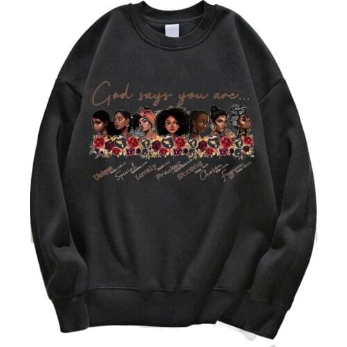 2020 hot sale black queen print hoodie Crown melanin graphic sweatshirt female black magic sudadera mujer streetwear clothes