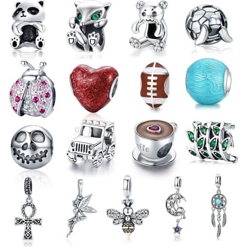 WOSTU Hot Sale Copper Alloy Plated Platinum Coffee Beads Charms Pendants Fit Bracelets Women DIY Fashion Jewelry Making Gift