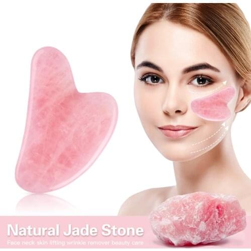 Natural Jade Gua Sha Stone Board Massage Rose Quartz Guasha Plate for Face Neck Back Body Jade Face Massager Scrapers Tools