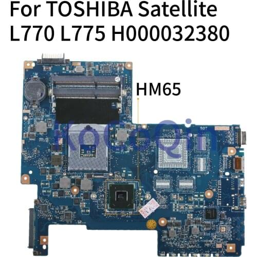 KoCoQin Laptop motherboard For TOSHIBA Satellite L770 L775 HM65 PGA989 Mainboard H000032380 PN 08N1-0NA1J00