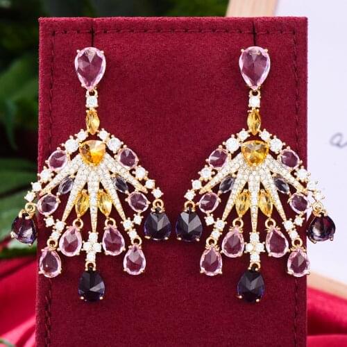 Missvikki Gorgeous Luxury Flower Pendant Earring for Women Bridal Wedding Party Jewelry Bohemia Style Top Quality Accessories
