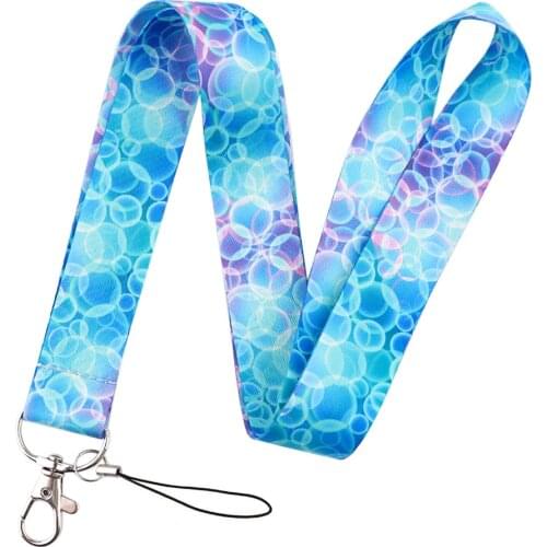 Trendy Pink Blue Bubble Lanyard Keychain Soft Webbing Ribbon Neckband Mobile Phone Neck Straps ID Card Name Badge Holder Keyring