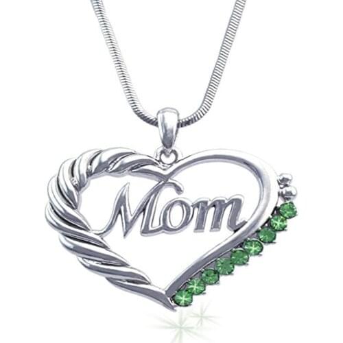 Trendy Fashion Mothers Day Gift Jewelry Mom Words Hollow Heart Charms Necklace In Snake Chain With Bail