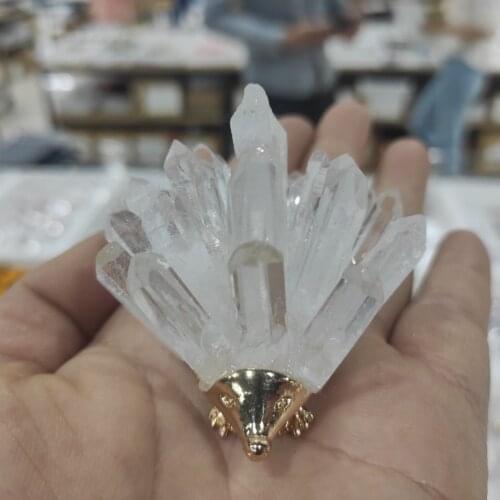 1pcs Natural Stones Hedgehog Crystal Quartz White Quartz Geode Cluster Mineral Raw Home Decor