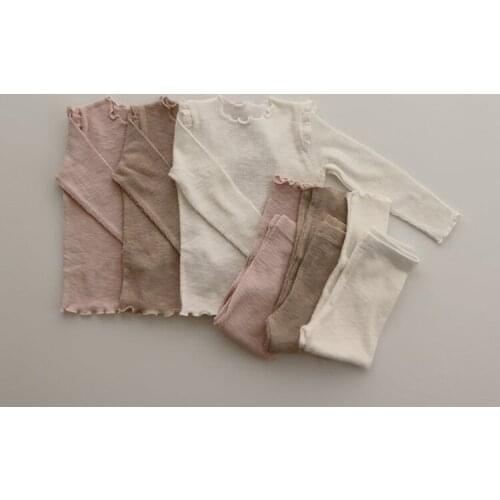 2021 New Baby Solid Clothes Set Infant Long Sleeve Tops + Pants Children 2pcs Suit Cotton Toddler Tracksuit Kids Pajamas Set