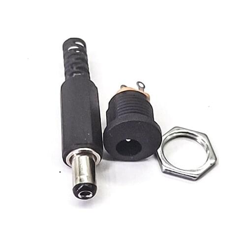 5.5 x 2.1mm Plastic Male Plugs DC022 DC Power Socket Female Jack Screw Nut Panel Mount Connector 5.5*2.1MM 10PCS(5Pairs) 12V 3A