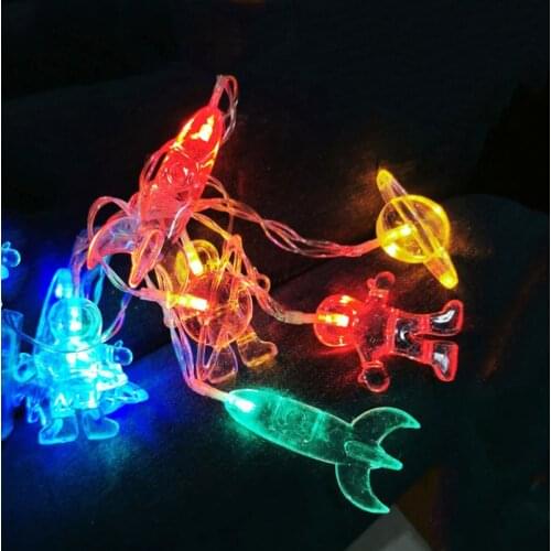Outer Space Party Astronaut Rocket Space Ship 10LED String Lights Galaxy Solar System Theme Baby Shower First Birthday Boy Party