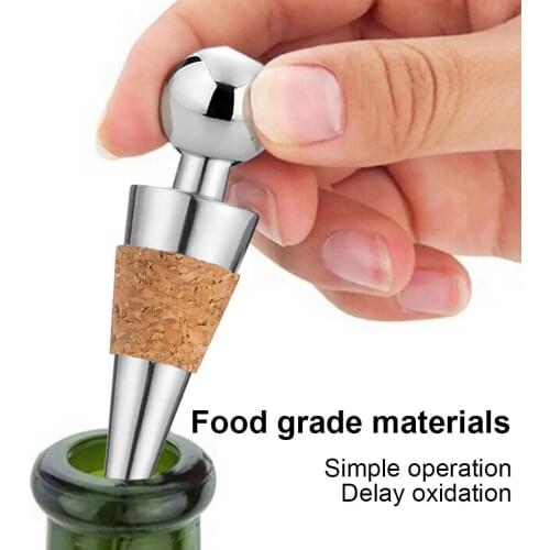 Stainless Steel Wine and Beverage Bottle Stopper Fresh Keeping Sealing Cork for Bar Kitchen