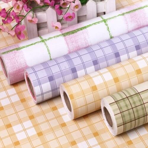 DIY 10m*45cm student bedroom dormitory lattice wallpaper self-adhesive waterproof girl bedroom wardrobe drawer renovation