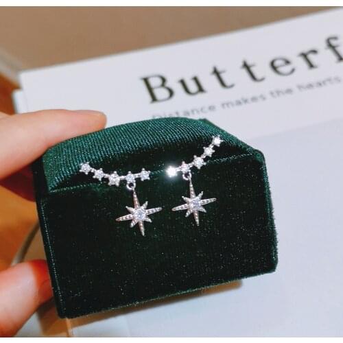 2020 New Classic Fashion Star Earrings For Woman Girls Shiny Zircon Stone Stars Drop Earrings Female Korean Jewelry Gifts