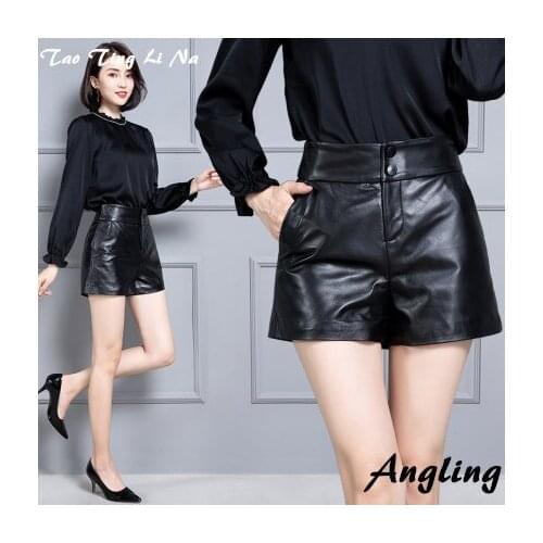 Top brand Women New 2020 Real Genuine Sheep Leather Shorts KS72 high quality