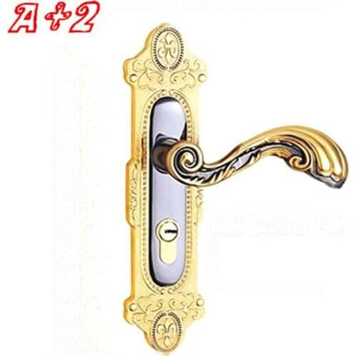 AC8806 Modern Zinc Alloy door lock European Gold indoor Handle Bronze hardware Bedroom interior with Keys Lock 50mm