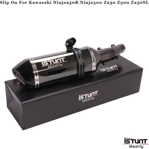 For Kawasaki Z250 Z300 Ninja 300 Ninja300 Ninja 250R Black Exhaust Muffler Link middle Pipe Slip-On Motorcycle Exhaust Modified