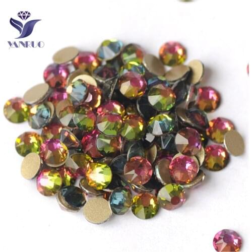 YANRUO 2088NoHF All Sizes VM Flat Back Non Hotfix Crystals Rainbow Glitter Strass Glass Rhinestones For Nails Decoration