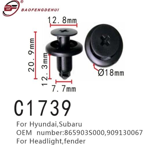 Fender Car Positioner Headlight Clips For Hyundai,Subaru 865903s000,909130067