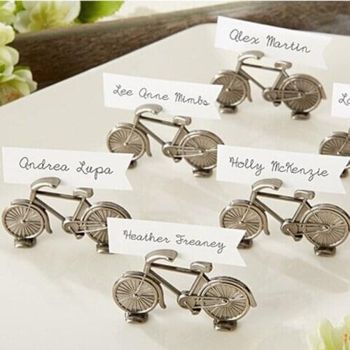 100pcs Antique bike Bicycle Place Card Holder birthday Wedding Gifts Party Seat cards clips