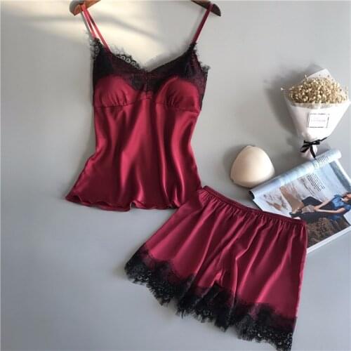 Women Dressing Gown Sexy Pajamas Set Lace Sling Shorts Summer Robe Sleepwear Lace Silk Satin Fashion Women Homewear Worn Outside