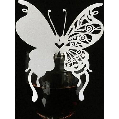 10Color 100pcs Laser Cut Butterfly Paper Place Card / Escort Card / Cup Card/ Wine Glass Card For Wedding Christmas Decor Favors
