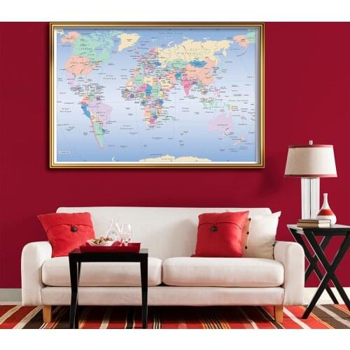 150*100cm Political Map Of The World In French Wall Poster Non-woven Canvas Painting School Supplies Living Room Home Decoration