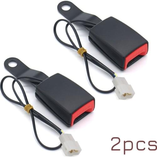 2Pcs 13.5mm Car Seat Belt Lock Car Front Seat Belt Buckle Padding Socket Plug Connector with Warning Cable