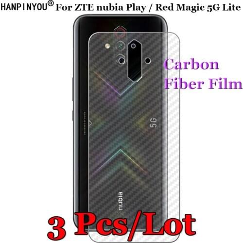 3 Pcs/Lot For ZTE nubia Play / Red Magic 5G Lite 3D Non-slip Clear Carbon Fiber Back Film Screen Protector Protective Sticker