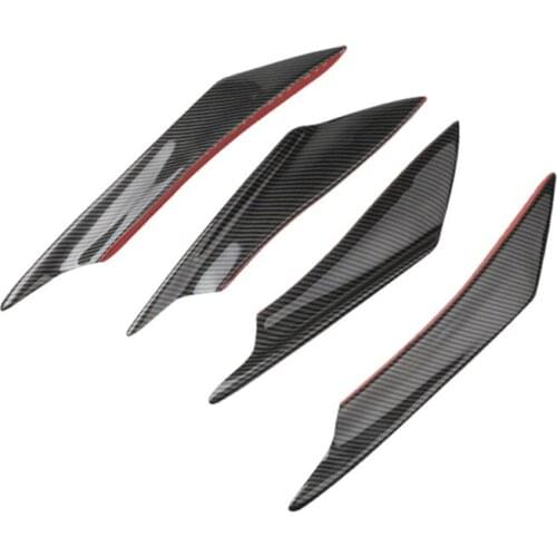 4pcs Front Bumper Side Canards Splitter Fins Universal Black Front Bumper Spoilers Car Door Anti-collision Belt Bumper Guard