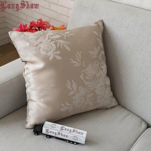 43x43cm Square Home Decorative Gold/Silver Grey Color Smooth Jacquard Pillow Case