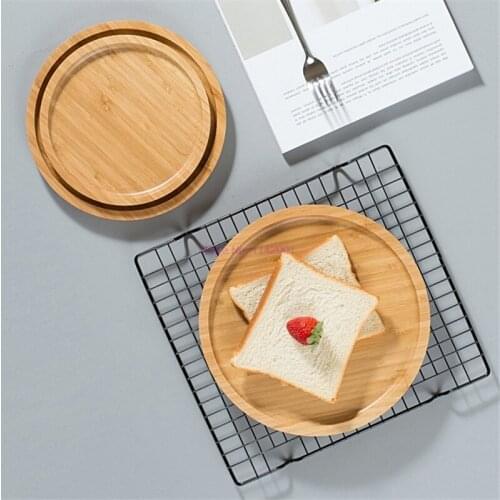 50pcs Round Shape Bamboo Plate Fruit Dishes Saucer Tea Tray Dessert Dinner Bread Plate Food Storage Dinner Breakfast Plate