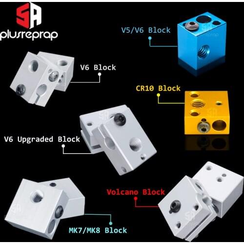 3D Printer Accessories Heated Block MK7 MK8 MK10 CR10 V5 V6 Volcano for Print Head Extruder J-head Aluminum Block