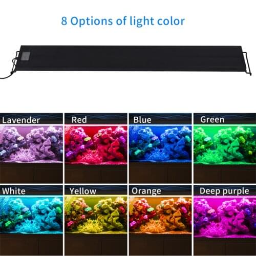 Aquarium Full Spectrum Fish Tank Light for Water Plants 8 Colors Auto On Off Build in Timer Sunrise Sunset LED Lamp RGB
