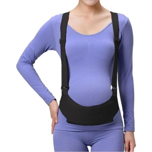B2EB Elastic Maternity Support Belly Band Adjustable Pregnant Back Support Belly Belt with Shoulder Straps for Pain Relief