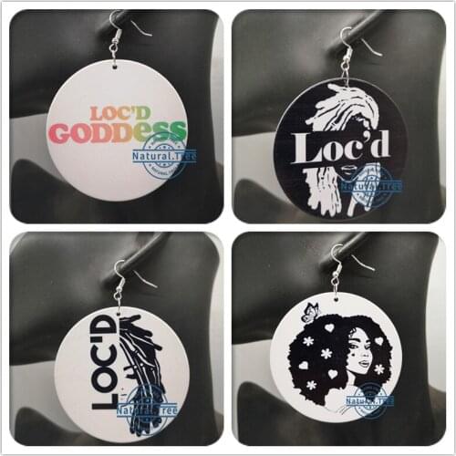 Free Shipping! Round Loc'd Wooden Earrings