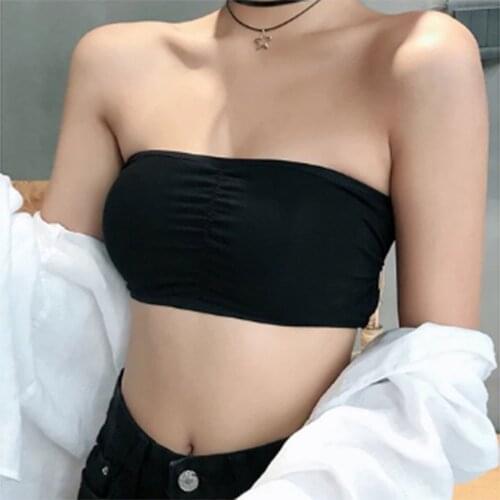 Women Crop Tops Bra Strapless Wireless Cross Strap Soft Push Up Seamless Invisible Bra Intimates Strapless Breathable Underwear