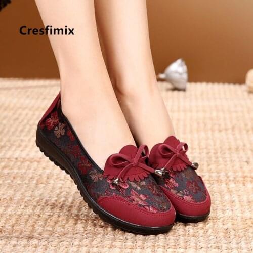 Cresfimix mom comfortable high quality slip on anti skid loafers women fashion ballet dance shoes cool sweet ladies flats a5807